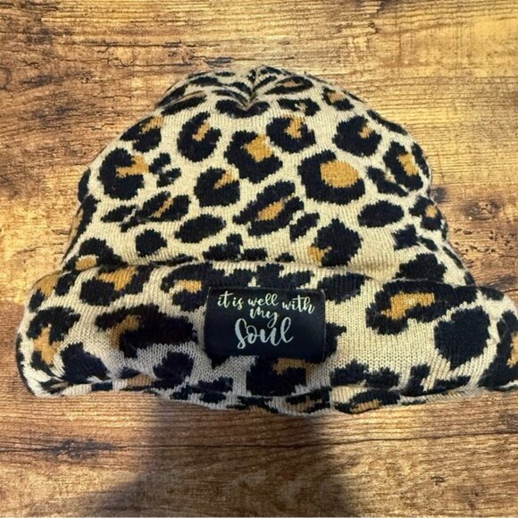 CHERISHED GIRL Leopard Print Beanie Toque It Is Well With My Soul main image 5